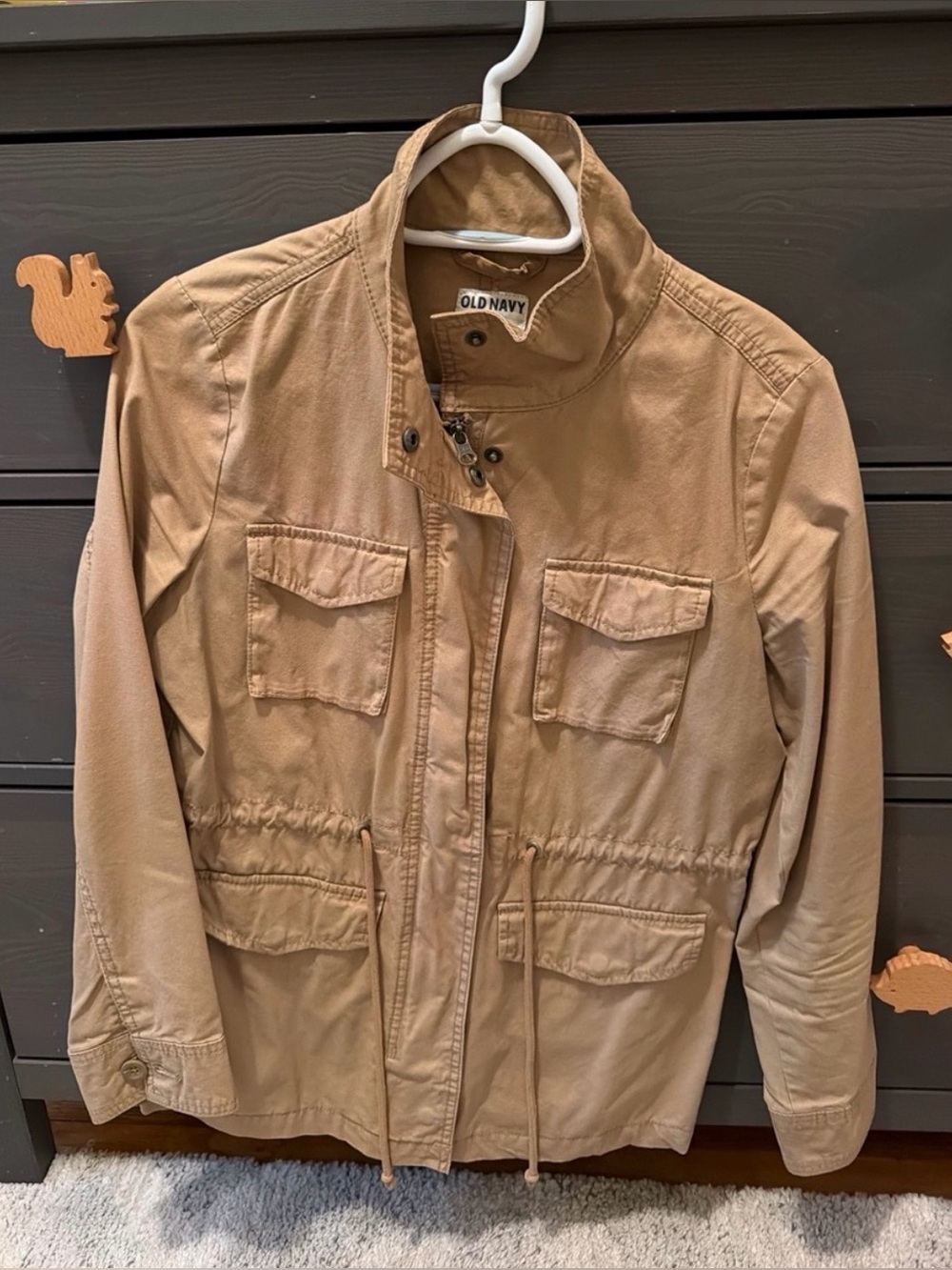 Old Navy Tan Utility Jacket with Drawstring Waist